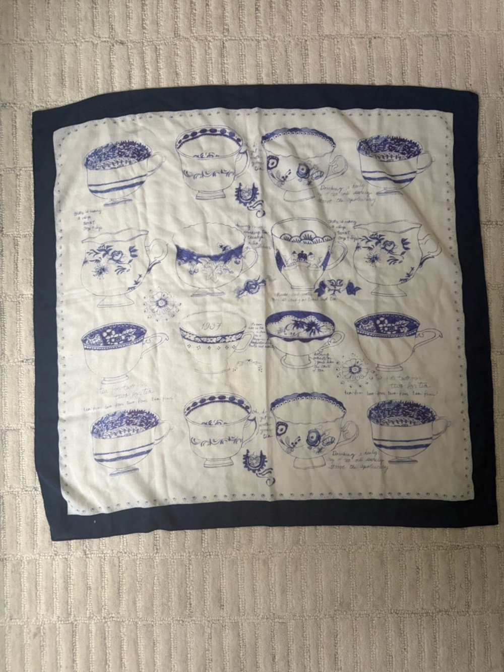 Blue & White Teacup Print Scarf